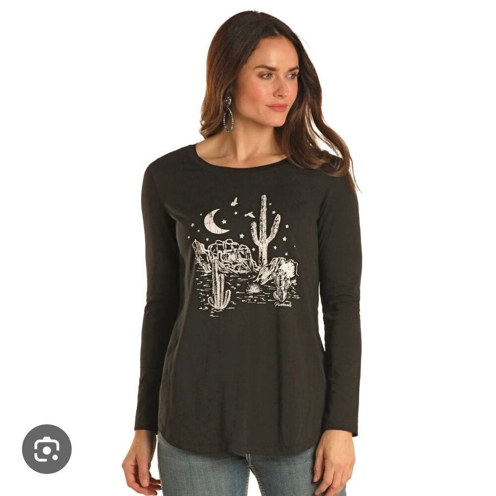 Panhandle White Label Women's Long Sleeve Graphic Swing Tee - Black XL